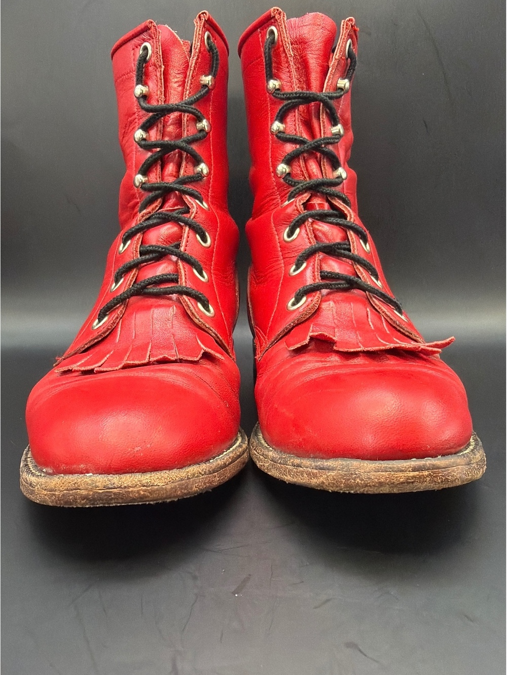 Vintage Justin Red Leather Lace-Up Logger Work Boots Women's Size 6 B L503 - Picture 12 of 13